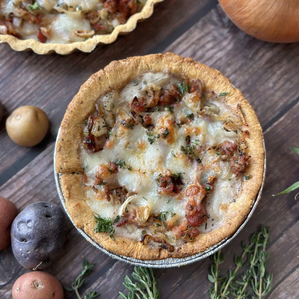 Caramel Onion Bacon Béchamel Tart — A La Mode Restaurant Ltd.