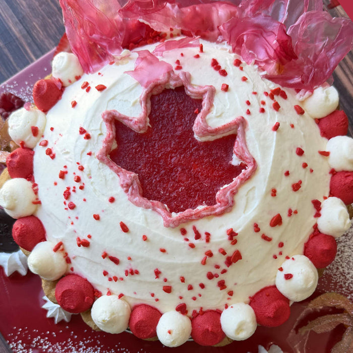 Canada Day Strawberry White Chocolate Boston Pie