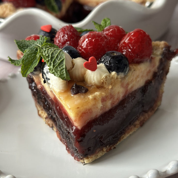 Chocolate Panna Cotta Pie with Berry Compote (V)