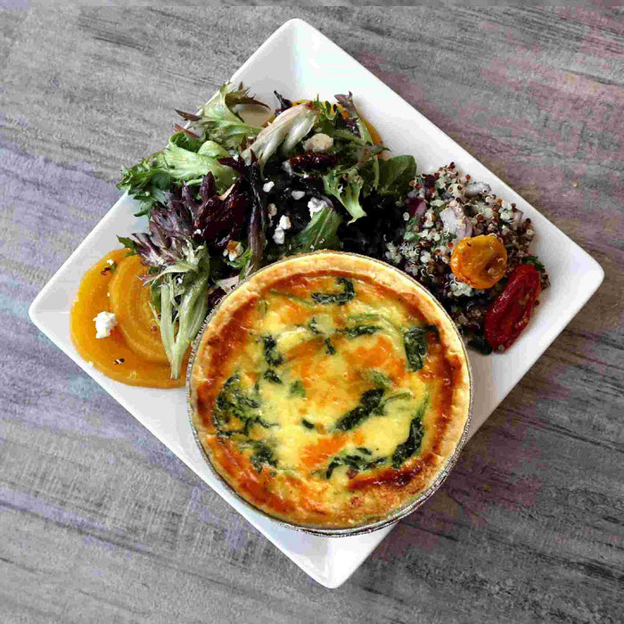 Spinach Quiche w/Salad and Side Dish (V)