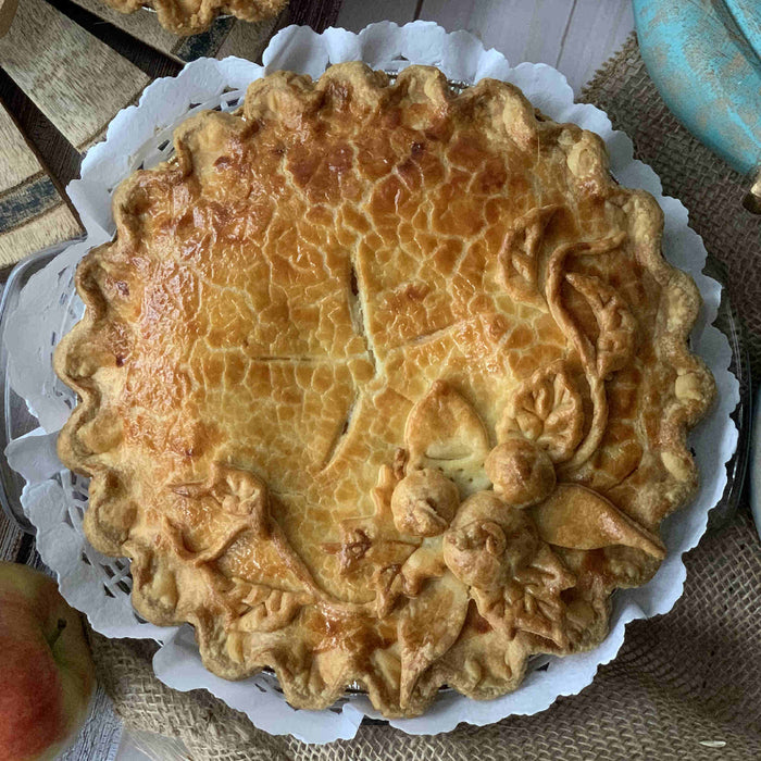 Fall Themed Decorated Signature Apple Pie  (V)